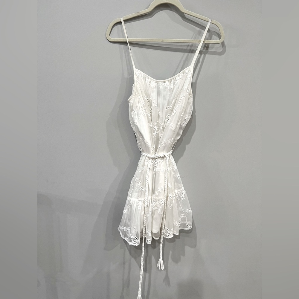 Aqua white mini dress